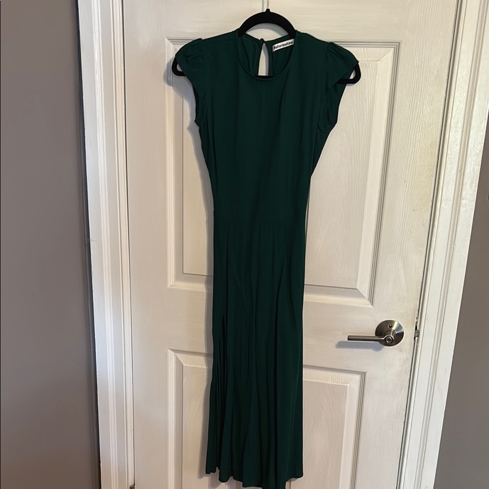Never Worn Green Reformation  Dress with Flutter Cap Sleeves and Cut Out Back